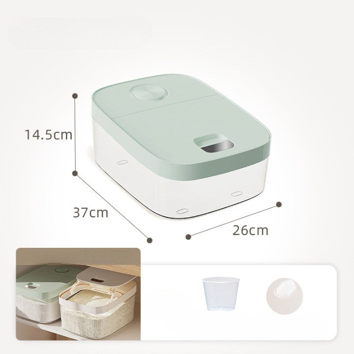 Cutie de Depozitare Vivimall, de Uz Casnic, Rezistentă la Insecte și la Umiditate, Rezervor Sigilat pentru Depozitare Alimentară, Capacitate 6 kg, 37 x 26 x 14.5cm, Verde - vivimall.ro