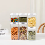 Set 6 Recipiente Din Plastic, Pentru Alimente/Obiecte, Inchidere Ermetica, 2 X 0.5L, 2 X 0.8L, 2 X 1.2L, Capac Alb, Transparent - vivimall.ro