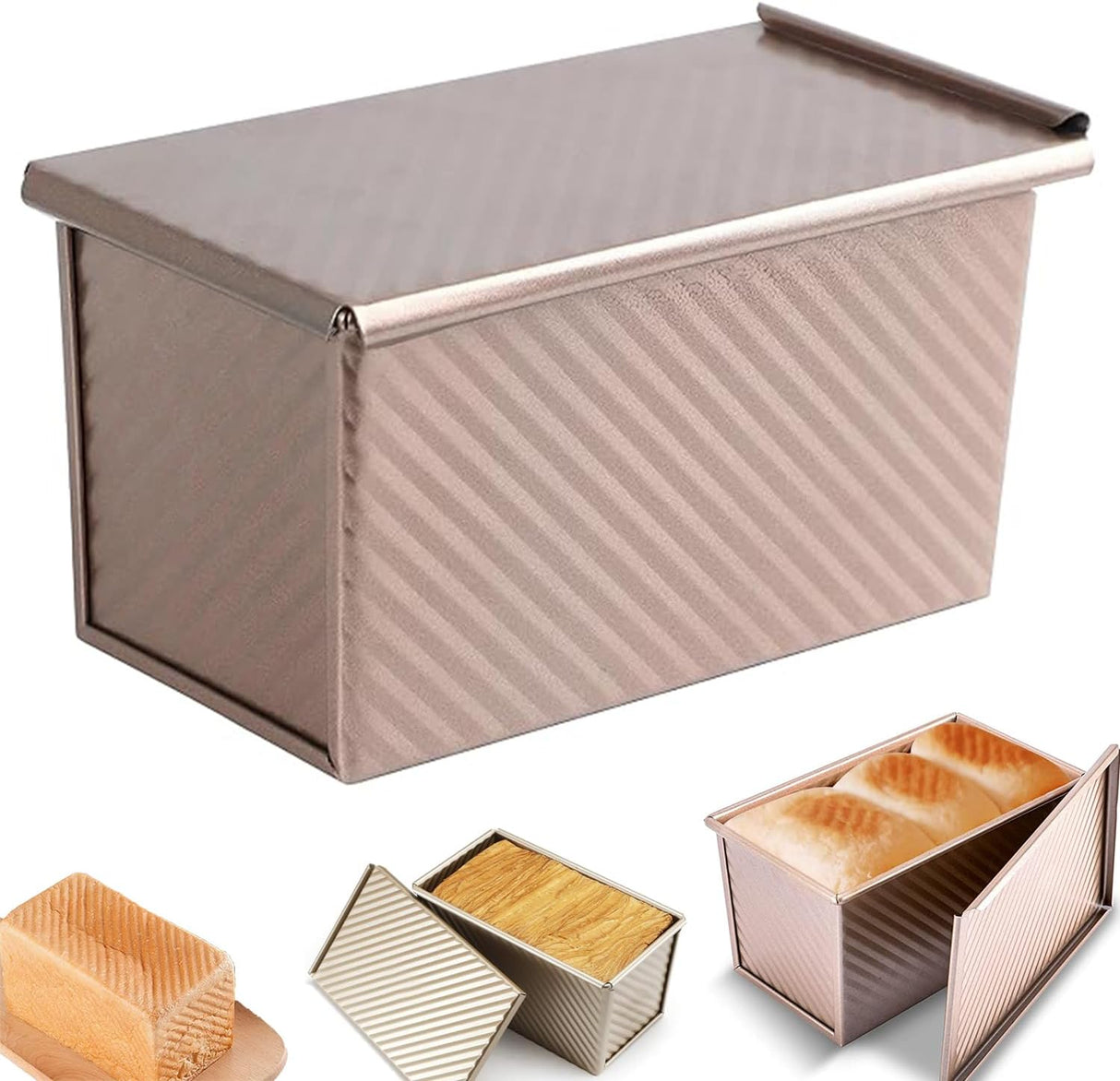 Cutie pâine toast 450g cu capac Rose Gold | FreshBox