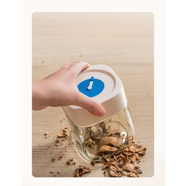 Borcan din Sticla de Inalta Calitate, Vivimall, Capac Ermetic, Uz Casnic, Depozitarea Condimentelor sau a Alimentelor Umede si Uscate, 750 mL, 10x10x12.2 cm, Alb - vivimall.ro