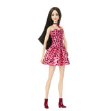 BARBIE FASHIONISTAS PAPUSA BARBIE BRUNETA CU ROCHIE LEOPARD ROZ