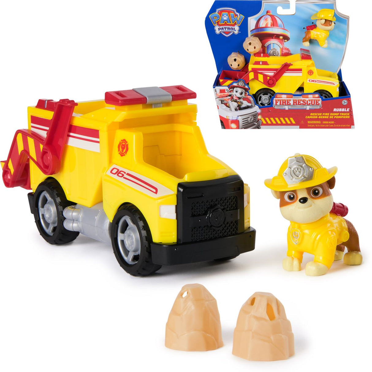 PATRULA CATELUSILOR VEHICUL DE SALVARE MASINA DE POMPIERI SI FIGURINA RUBBLE