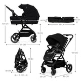 CARUCIOR KINDERKRAFT YOXI 2IN1, PURE BLACK