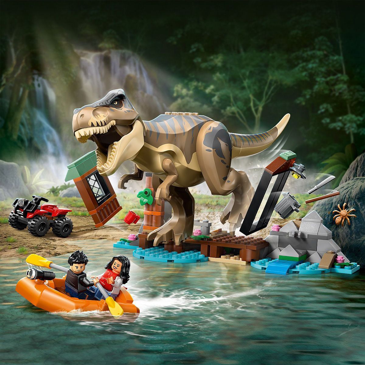 LEGO JURASSIC WORLD RENASTEREA EVADARE PE RAU DIN CALEA UNUI T REX 76975