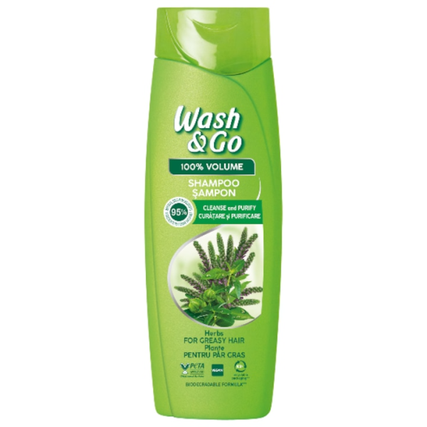 Șampon Wash&Go 180 ml — pentru păr gras, cu extract de ierburi - vivimall.ro