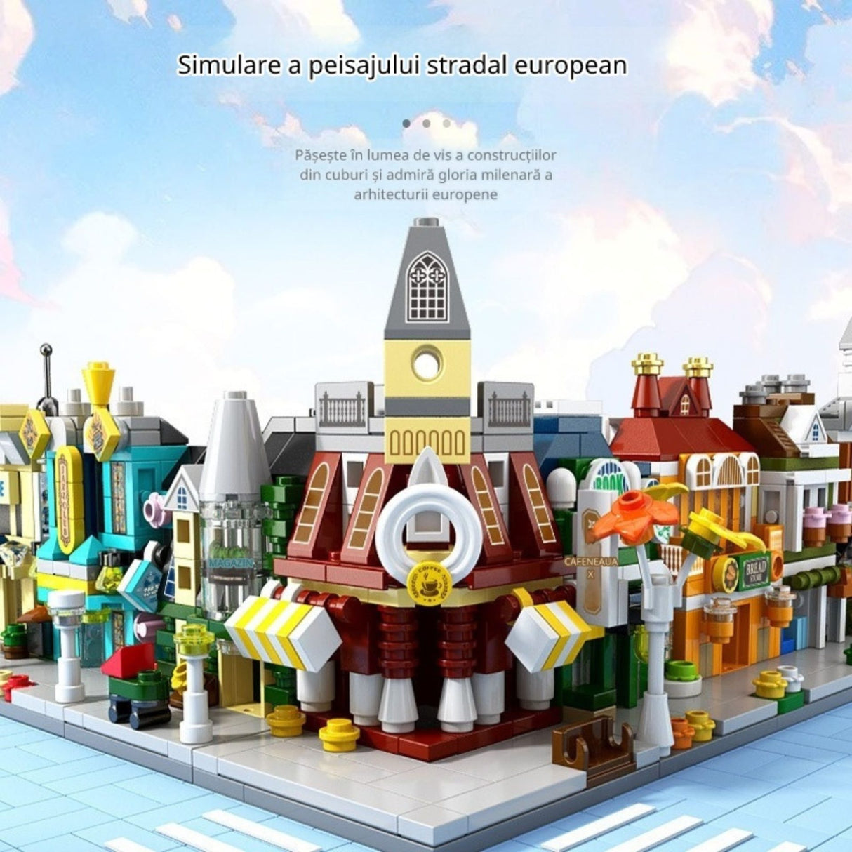 Detaliu piese set construcție Flippy, 103 componente colorate verde și gri, ușor de asamblat pentru copii +6 ani