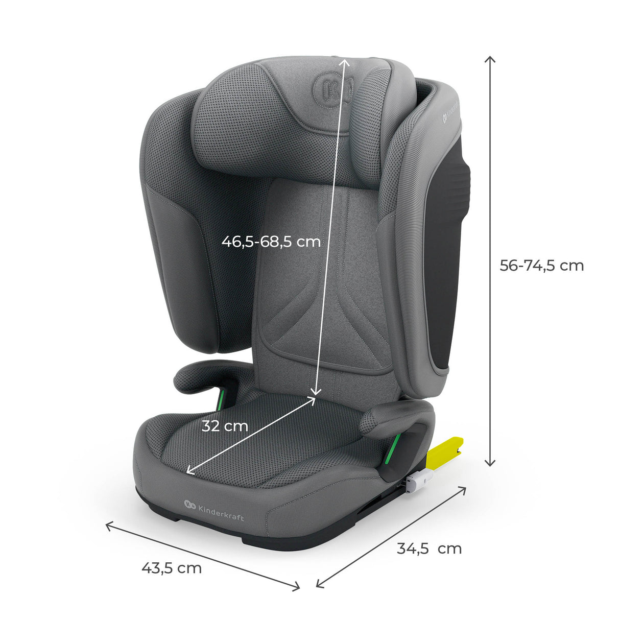 SCAUN AUTO KINDERKRAFT UNITY2 100-150 CM, GREY