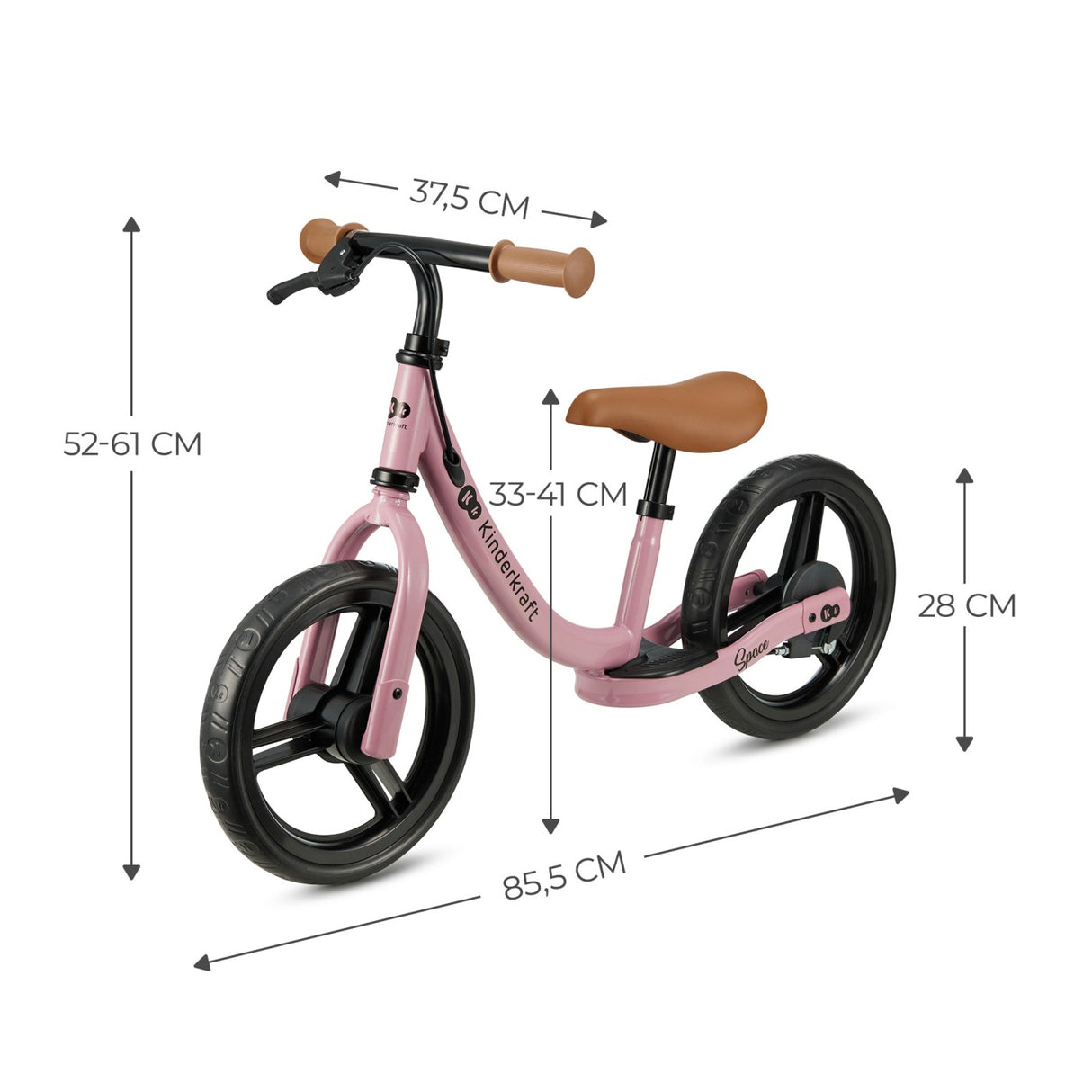 BICICLETA FARA PEDALE KINDERKRAFT SPACE DARK PINK