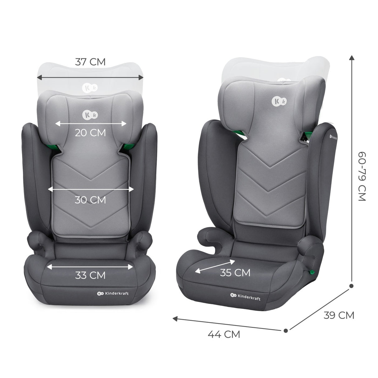 SCAUN AUTO KINDERKRAFT I-SPARK, I-SIZE 100-150 CM, GREY
