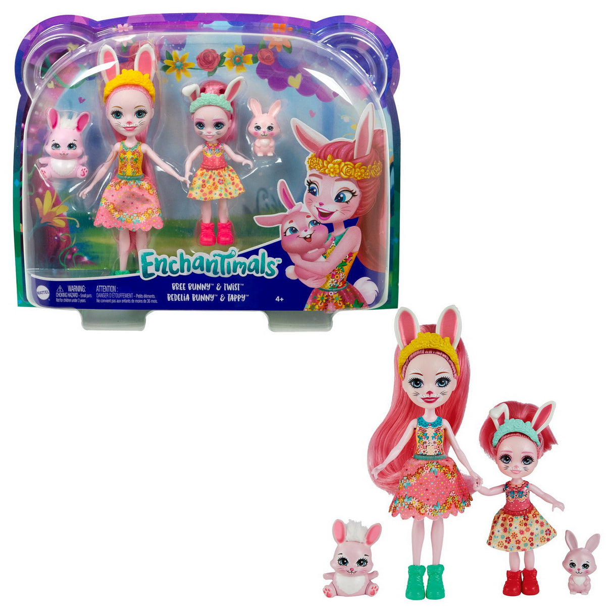 ENCHANTIMALS SET PAPUSI SURORI SI ANIMALUTELE LOR  BREE BUNNY SI TWIST SI BEDELIA BUNNY SI TAPPY