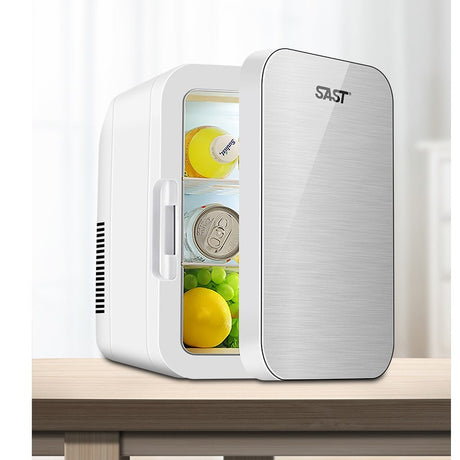 Mini frigider cosmetice, Vivimall, dubla functie de incalzire/racire, portabil, 8L, gri - vivimall.ro