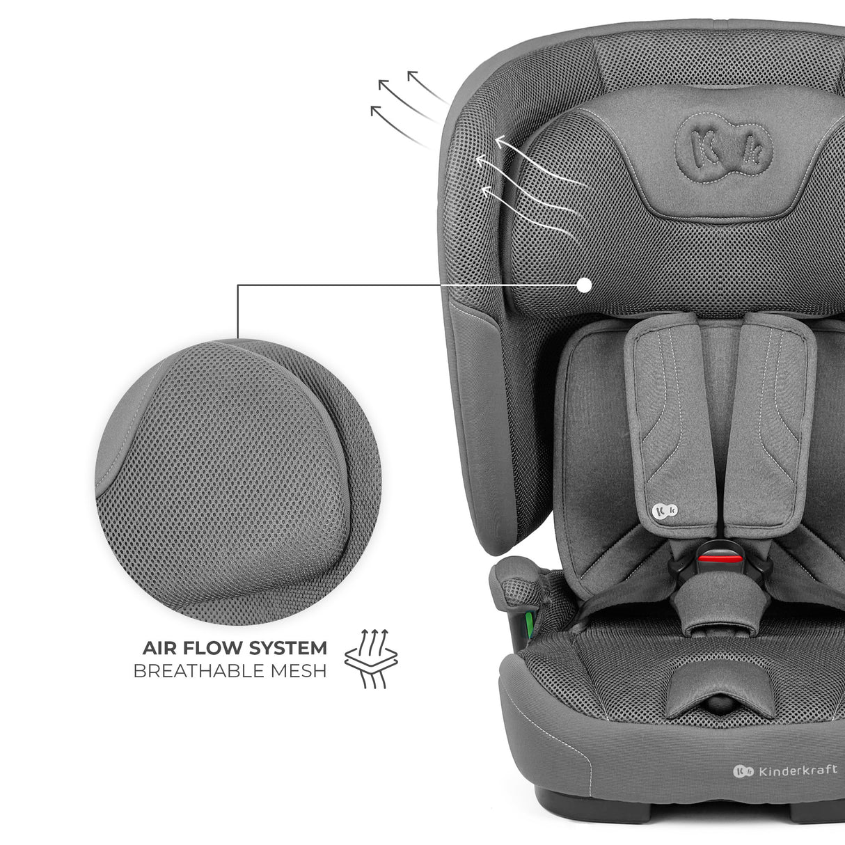 SCAUN AUTO KINDERKRAFT FIX2GO 76-150 CM, GREY