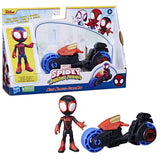 SPIDEY PRIETENII EXTRAORDINARI SET MOTOCICLETA SI FIGURINA MILES MORALES SPIDER MAN 10CM