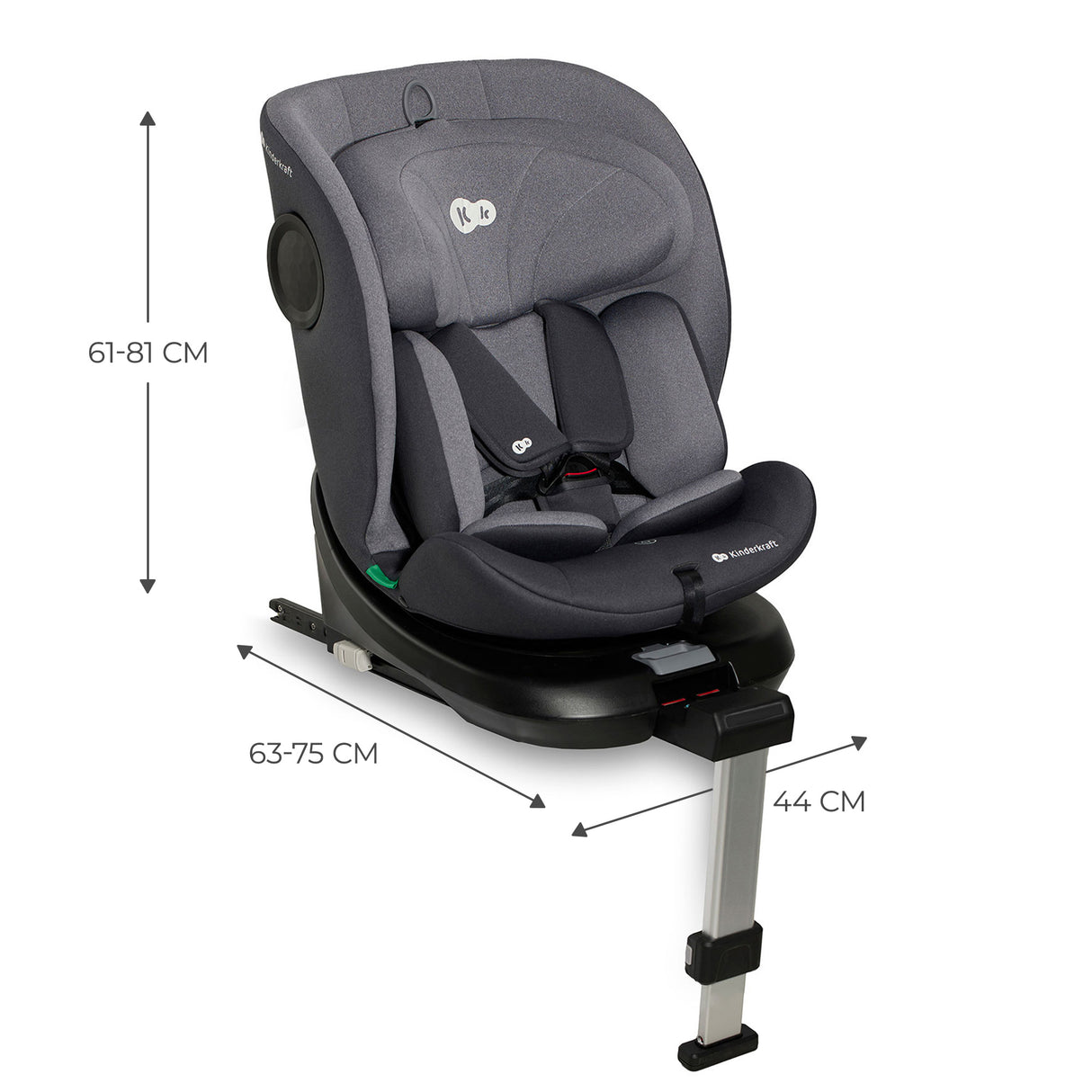 SCAUN AUTO I-SIZE, 40-150 CM, KINDERKRAFT I-360, GREY