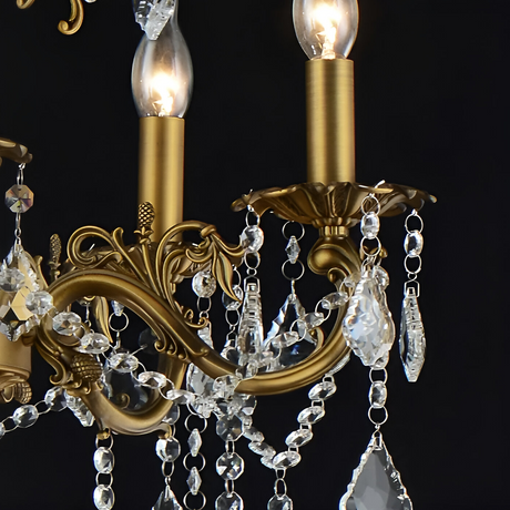Candelabru Sanssouci Royal 12Xe14 Metal Si Cristal Inaltime Reglabila Alama Antichizata - vivimall.ro