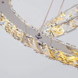 Lustra Led Suspendata Cu Telecomanda Si Cristal Prism Luminis, 3 Cercuri, Lumina Rece/Calda/Neutra, Dimabila - vivimall.ro