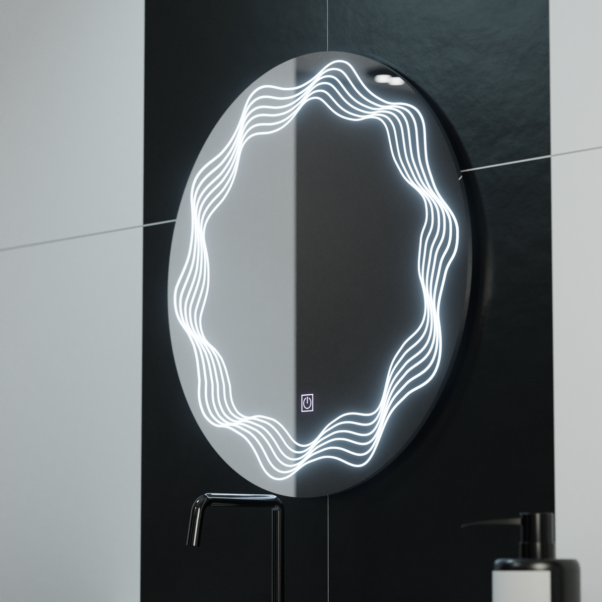 Oglinda Led Rotunda 60Cm, Flusso Touch, Sistem Dezaburire - vivimall.ro