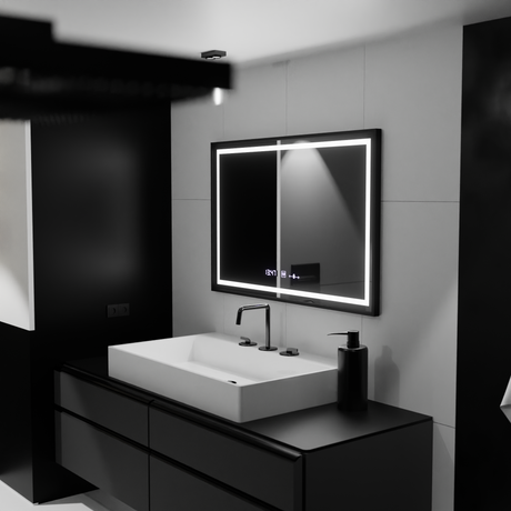 Oglinda Led Rectangulara, Verite Majeste Noir Motion Glow Marcello, Sistem Dezaburire, Ceas & Termometru - vivimall.ro