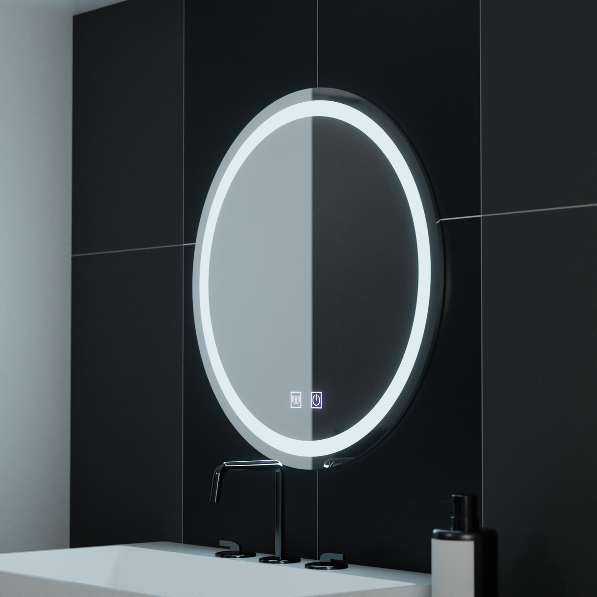 Oglinda Led Rotunda, 60Cm, Sfera Touch, Sistem Dezaburire - vivimall.ro