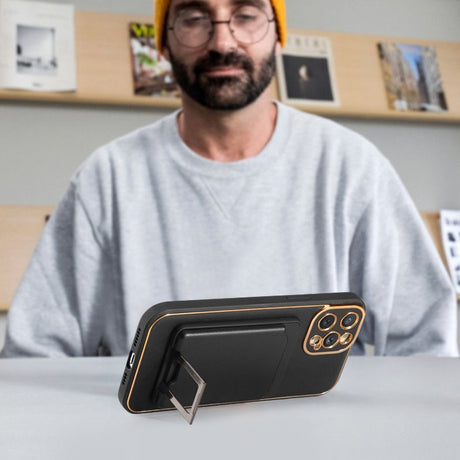 Accesoriu pentru telefon 3 in 1 Vivimall, incarcator Wirelles Magsafe, portofel si suport, negru - vivimall.ro