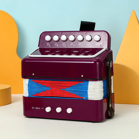 Acordeon Pentru Copii, Vivimall, Acordeon Jucarie pentru Educatie Timpurie, 7 butoane 2 bass, Acordeon Instrument Muzical pentru Copii, 18 x 17 x 10 cm, Mov - vivimall.ro