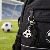 Breloc Chei, Flippy, Model Minge de Fotbal, Pandantiv Minge, Cupa Mondiala, Accesoriu Pentru Chei si Rucsac, Material Acril, Alb/Negru - vivimall.ro