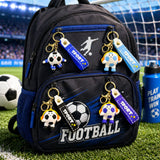 Breloc Chei, Flippy, Model Minge de Fotbal cu Casti, Cupa Mondiala, Accesoriu Pentru Chei si Rucsac, Material Acril, 50 g, Albastru Inchis - vivimall.ro