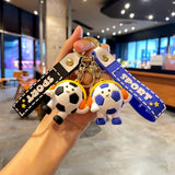 Breloc Chei, Flippy, Model Minge de Fotbal cu Casti, Cupa Mondiala, Accesoriu Pentru Chei si Rucsac, Material Acril, 50 g, Negru - vivimall.ro