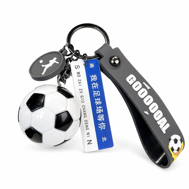 Breloc Chei, Flippy, Model Minge de Fotbal, Mesaj Te aștept pe Terenul de Fotbal, Cupa Mondiala, Accesoriu Pentru Chei si Rucsac, Material Acril, 50 g, Alb/Negru - vivimall.ro