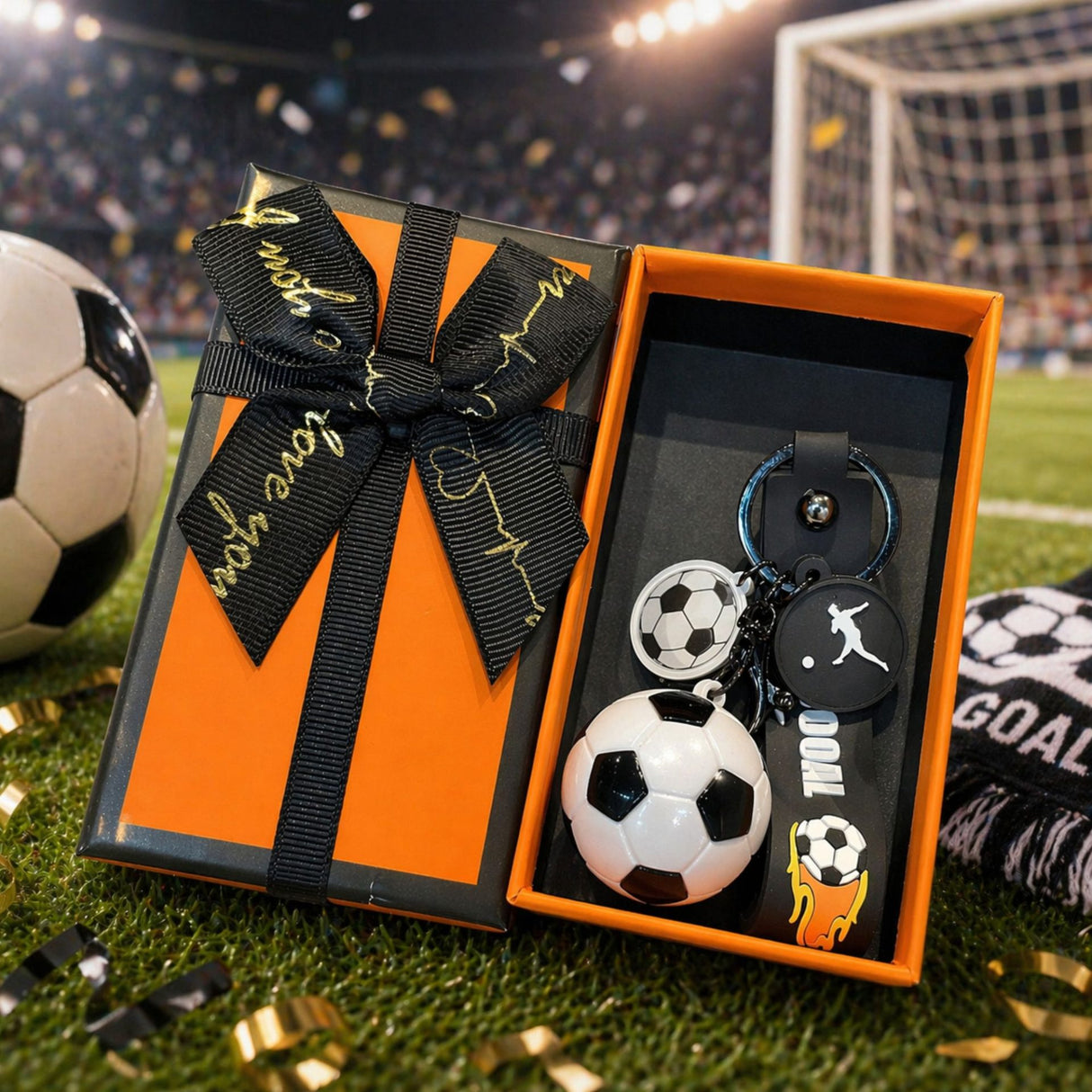 Breloc Chei, Flippy, Model Minge de Fotbal,Pandantiv Minge, Cupa Mondiala, Accesoriu Pentru Chei si Rucsac, Cutie Cadou, Material Acril, 50 g, Alb/Negru - vivimall.ro