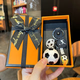 Breloc Chei, Flippy, Model Minge de Fotbal,Pandantiv Minge, Cupa Mondiala, Accesoriu Pentru Chei si Rucsac, Cutie Cadou, Material Acril, 50 g, Alb/Negru - vivimall.ro