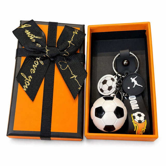 Breloc Chei, Flippy, Model Minge de Fotbal,Pandantiv Minge, Cupa Mondiala, Accesoriu Pentru Chei si Rucsac, Cutie Cadou, Material Acril, 50 g, Alb/Negru - vivimall.ro