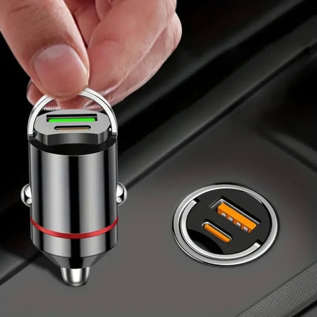 Incarcator Auto 2 in 1, Vivimall, Port USB Fast Charge QC3.0 si Type C, PD 30W, Negru - vivimall.ro