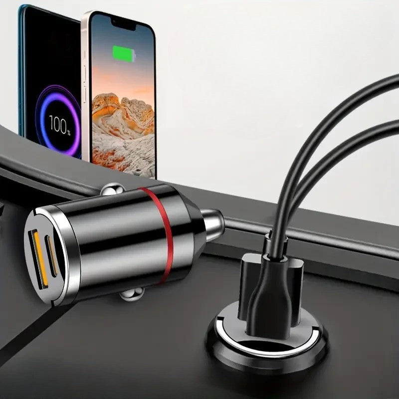 Incarcator Auto 2 in 1, Vivimall, Port USB Fast Charge QC3.0 si Type C, PD 30W, Negru - vivimall.ro