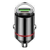 Adaptor auto USB 2 în 1 din aliaj de aluminiu, porturi Type-C și USB-A, 100W, culoare neagră, vedere frontală