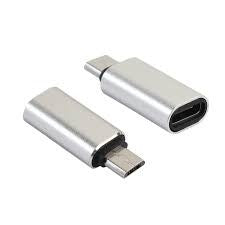 Adaptor Type C (mama) to micro USB (tata) cu Agatatoare Breloc inclusa, Argintiu - vivimall.ro