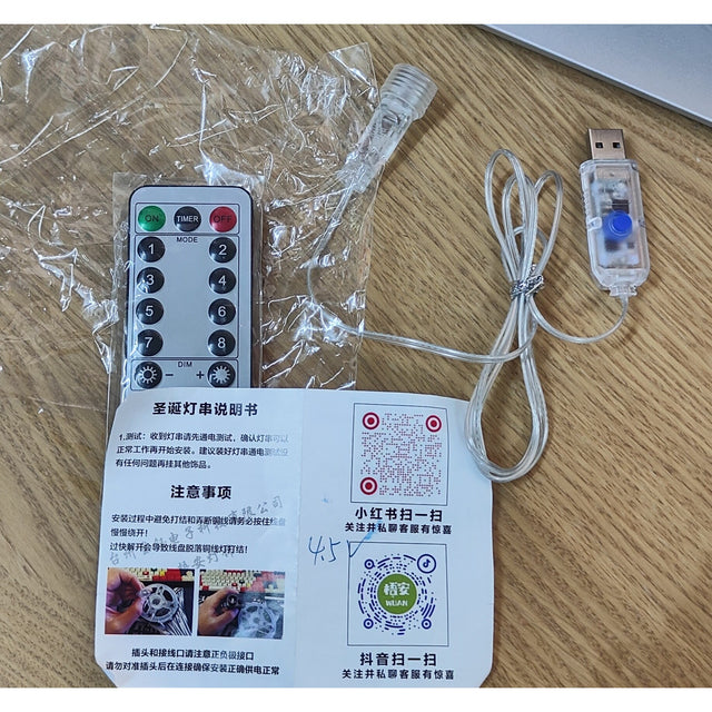 Adaptor USB cu Telecomanda pentru Instalatii Craciun LED, 8 Jocuri de Lumini, 4.5 V - vivimall.ro