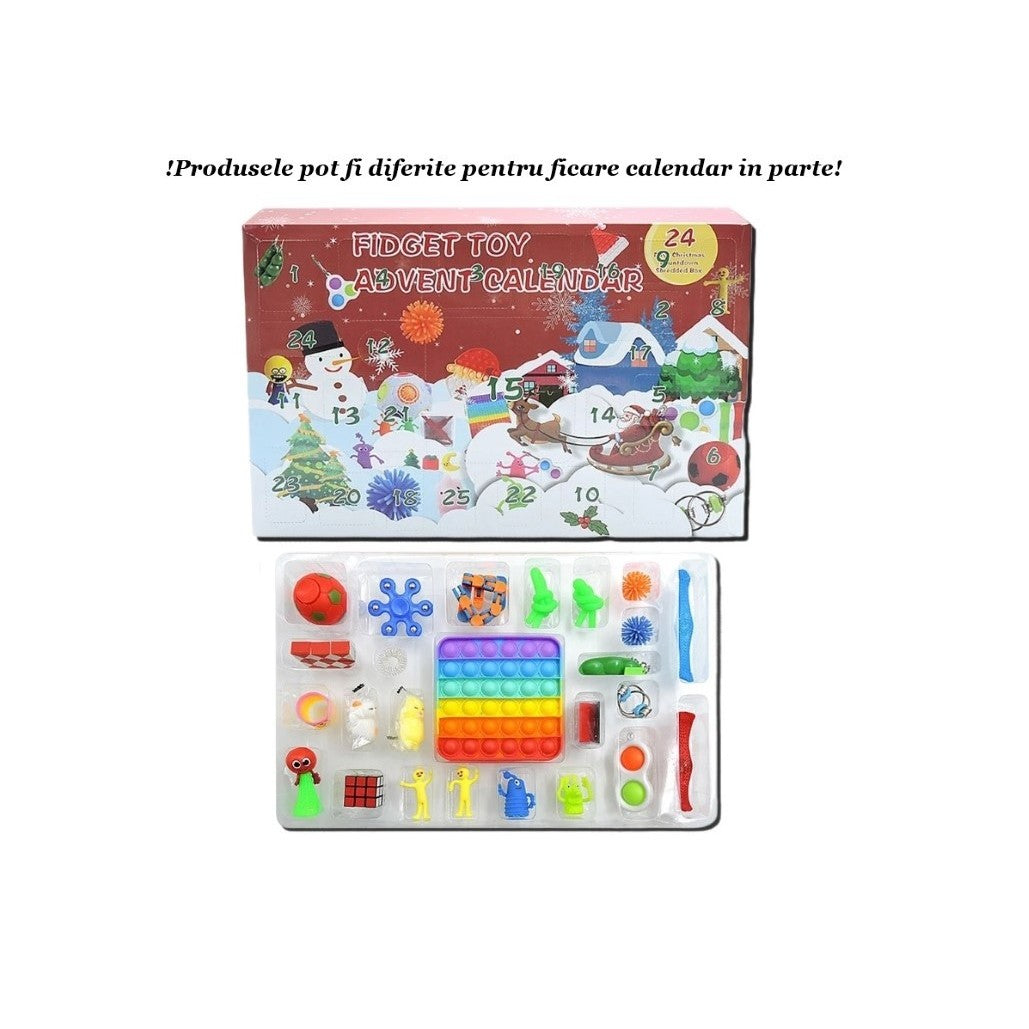 Advent Calendar Fidget Toys, Flippy, Model Craciun, Multicolor - vivimall.ro