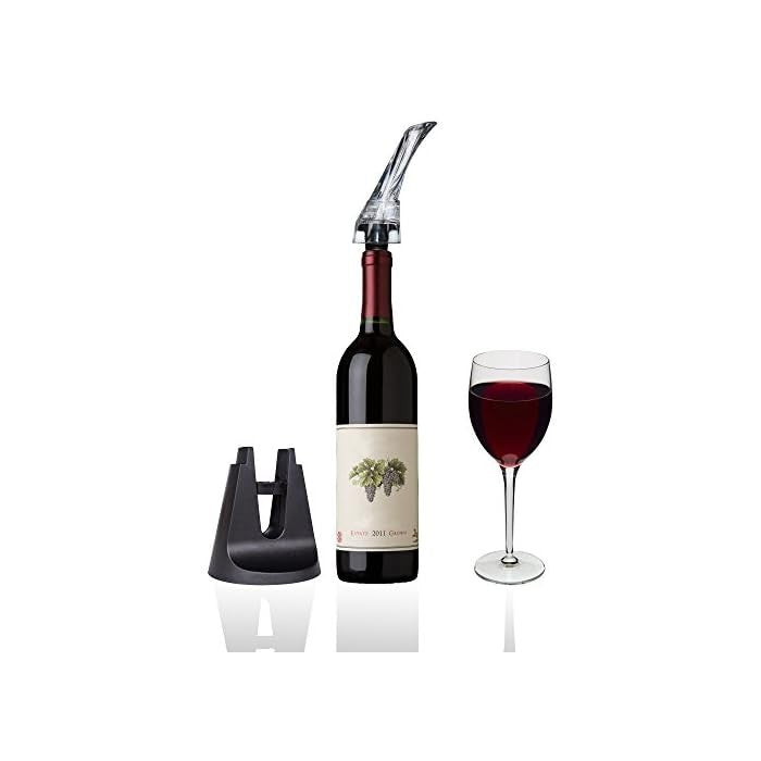 Aerator cu Turnator de Vin 2in1, Vivimall, Decantare, Anti-Picurare, Fara Scurgere, 18x10x8cm, Negru - vivimall.ro