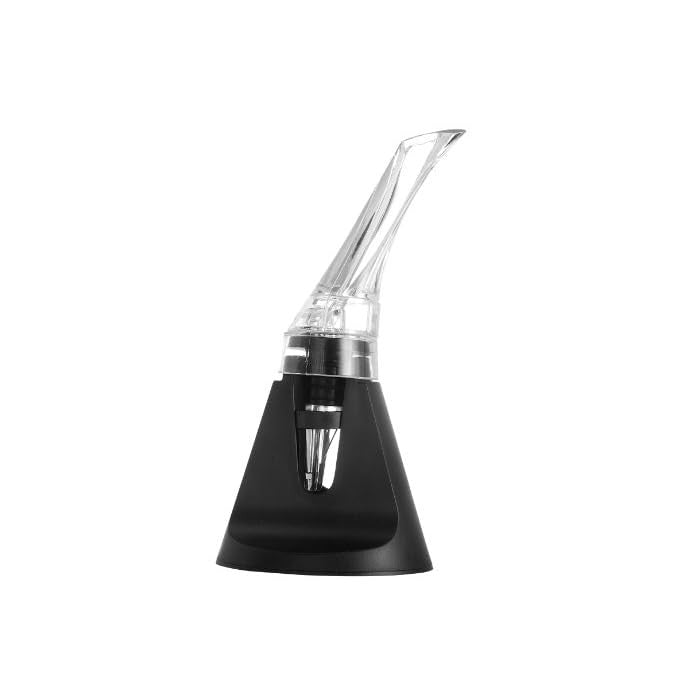 Aerator cu Turnator de Vin 2in1, Vivimall, Decantare, Anti-Picurare, Fara Scurgere, 18x10x8cm, Negru - vivimall.ro