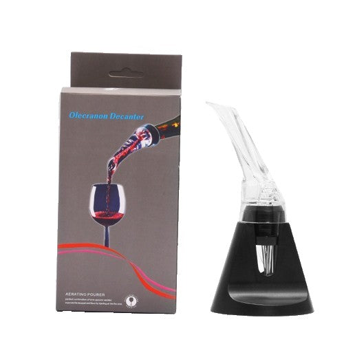 Aerator cu Turnator de Vin 2in1, Vivimall, Decantare, Anti-Picurare, Fara Scurgere, 18x10x8cm, Negru - vivimall.ro