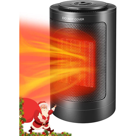 Aeroterma / Radiator ceramic Vivimall PTC-1500K1, 1500 W, 2 trepte de putere, termostat reglabil, Negru - vivimall.ro