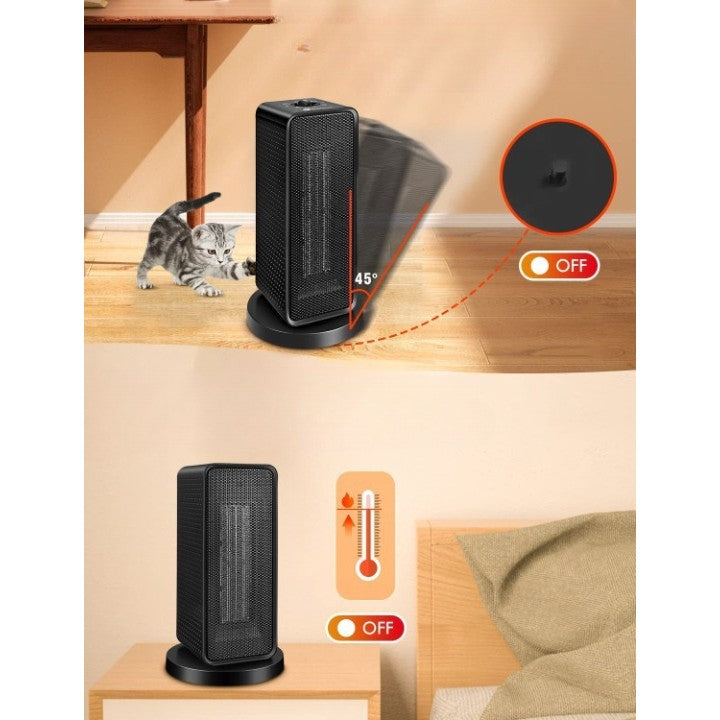 Aeroterma / Radiator Flippy, 1200 W, 2 trepte de putere, termostat reglabil, Negru - vivimall.ro