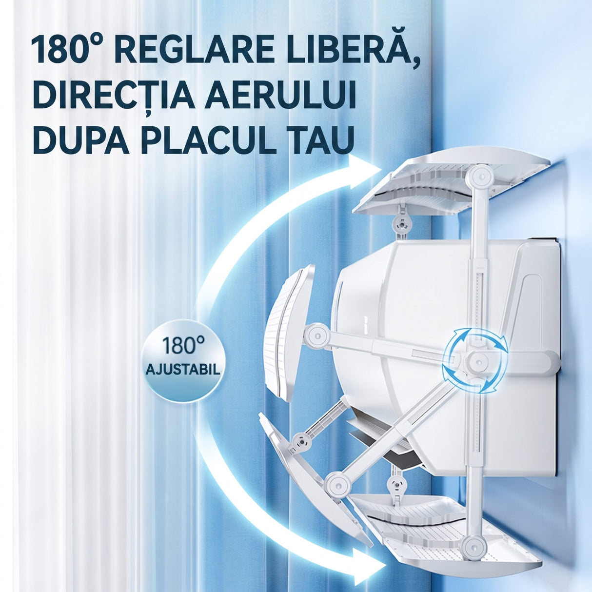 Deflector pentru Aer Conditionat, Flippy, Model Basic, Universal, Protectie Impotriva Curentului De Aer Rece Sau Cald, Ajustabil 180 Grade - vivimall.ro