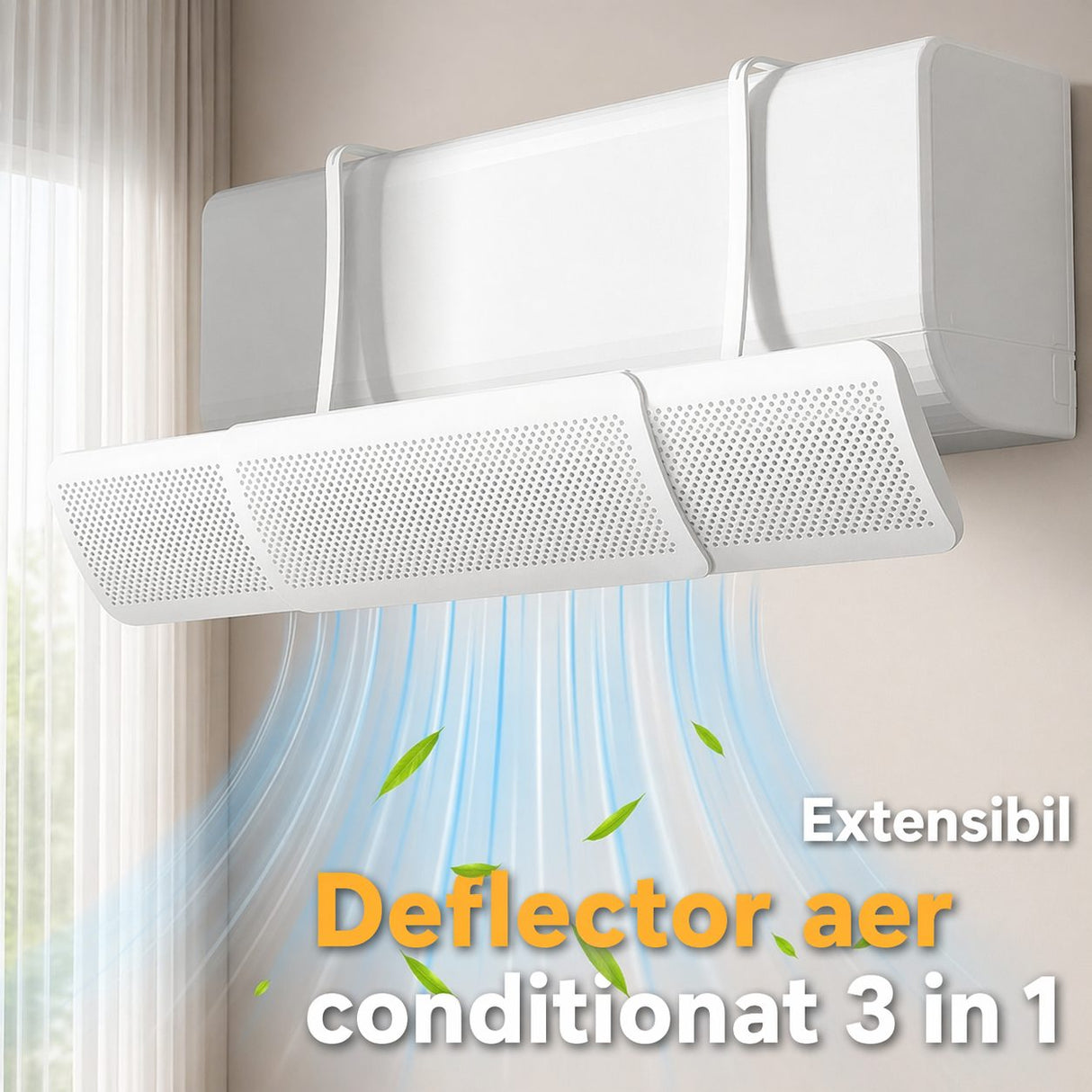 Panou Deflector Aer Conditionat, Flippy, pentru AC de Perete, Extensibil, Universal, Anti Suflu Direct, Fara Montaj, Alb - vivimall.ro