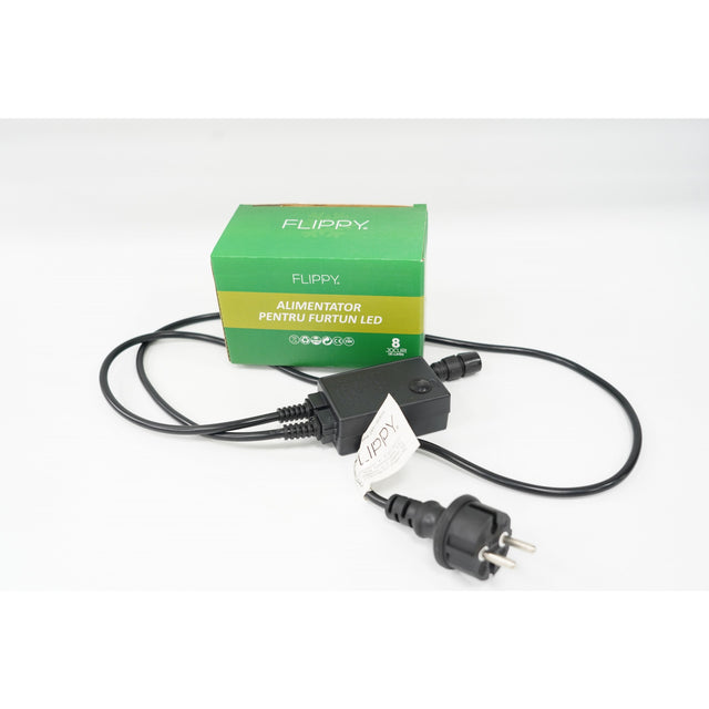 Alimentator furtun luminos, rezista pana la 50 m, Vivimall, 8 jocuri de lumini, fir negru - vivimall.ro