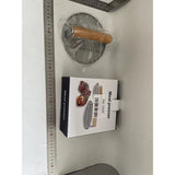 Presa Manuala pentru Carne, Vivimall, din Aliaj de Aluminiu, Maner din Lemn, Presa pentru Burgeri, Usor de Curatat si Folosit, Rotunda, 16x16x6 cm, Gri - vivimall.ro