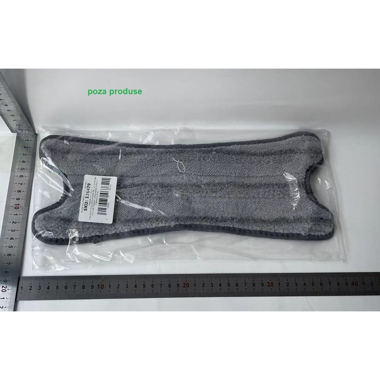 Rezerva Mop Plat, Vivimall, din Fibre Superfine, Lavabila, 15 x 38 cm, Argintiu - vivimall.ro