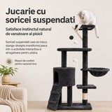 Ansamblu de Joaca pentru Pisici, Flippy, Cat Climbing Frame Multifunctional, cu Platforme, Cusca, Hamac si Scara de Catarare, 49x35x135 cm, Negru - vivimall.ro
