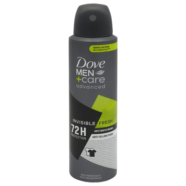 Antiperspirant deodorant Dove Men Advanced Care Invisible Fresh 150 ml, spray protecție 48h, vedere frontală